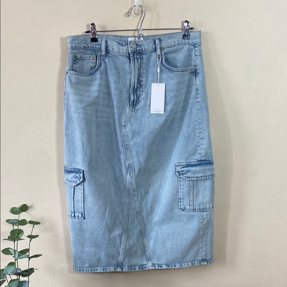New Rails Highland Cargo Denim Skirt 12  Midi Light Wash Riviera 31" Jean Y2k - Picture 2 of 11